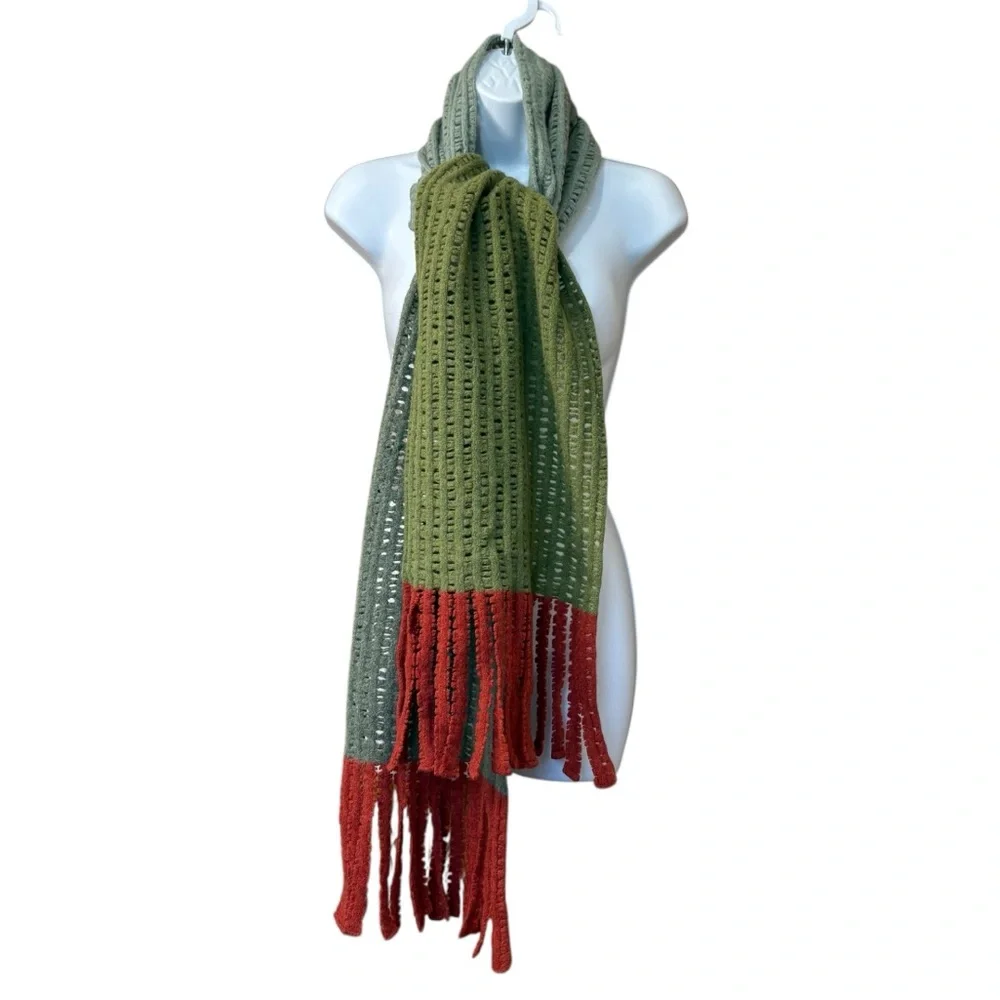 Katie Mawson 100% Wool Long Colorblock Scarf Made in‎ England
